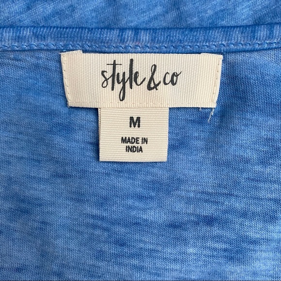 STYLE & CO Blue Space Dye Eyelet Detail Tee - Picture 9 of 9